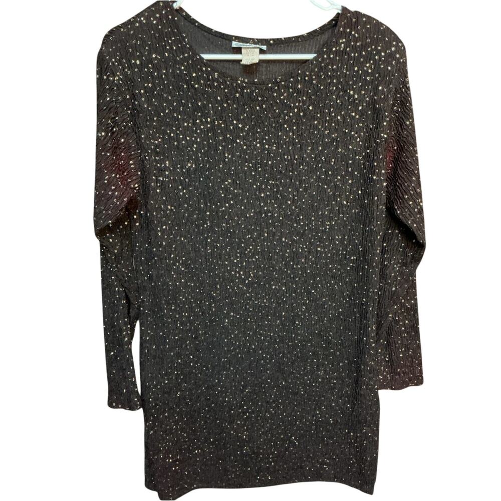 Vintage Black Long-Sleeve with Gold Metallic Dots